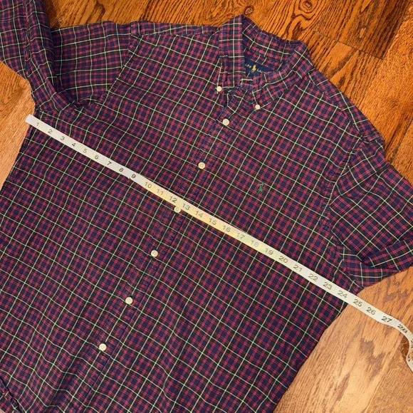 Polo Ralph Lauren Long Sleeve Button Down Oxford Men's XL Red Blue Green Plaid - Picture 4 of 5